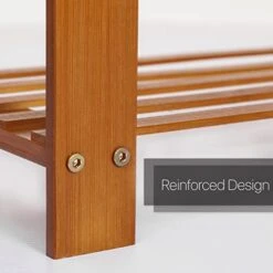 MoNiBloom Bamboo Shoe Bench, 2 Tiers Boots Heels Sneaker Organizer Rack Changing Stool With Seat For Hallway, Entryway, Living Room - Brown (6-8 Pairs) -Safavieh Furniture 41ie7IK7K0L