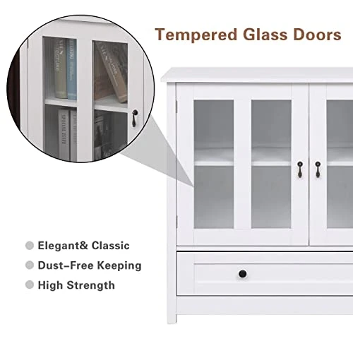 Nozama White Wine Cabinet With Storage Modern Buffet Server Sideboard With 2 Door Cabinets For Kitchen Room Kitchen Bar Storage Cabinet Cupboard 2 Nozama White Wine Cabinet With Storage Modern Buffet Server Sideboard With 2 Door Cabinets For Kitchen Room Kitchen Bar Storage Cabinet Cupboard - Image 2