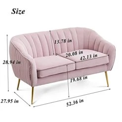 Artechworks Contemporary Tufted Velvet Tub Barrel Loveseat Sofa Chair Upholstered Couch With Golden Metal Legs Club Two-Seat Sofa For Living Reading Room Bedroom Apartment Small Space Dorm, Pink 17 Artechworks Contemporary Tufted Velvet Tub Barrel Loveseat Sofa Chair Upholstered Couch With Golden Metal Legs Club Two-Seat Sofa For Living Reading Room Bedroom Apartment Small Space Dorm, Pink -Safavieh Furniture 41ilOFrGAHL