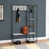 Monarch Specialties 4512 Bench, Entryway, Hallway, Storage, Organizer, Coat Rack, Hall Tree, Laminate, Contemporary, Modern Bench-72 H Grey Black Metal Entry, 45.5" L X 15.75" W X 71" H
