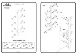 N/A Mufansen Modern Bamboo Tree Coat Rack Wall Mounted 6Hooks Hanging Storage Organizer Entryway Coat & Hat Rack, White And Brown (WHITE, HEIGHT: 38.5") -Safavieh Furniture 41jBvMEhRBL
