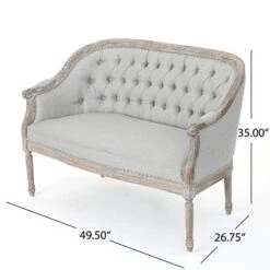 Christopher Knight Home Faye Traditional Fabric Tufted Upholstered Loveseat, Light Gray, Antique -Safavieh Furniture 41jCxrtVCbL