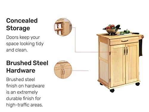 Homestyles General Line Mobile Kitchen Cart, FURNITURE, Natural 4 Homestyles General Line Mobile Kitchen Cart, FURNITURE, Natural - Image 4