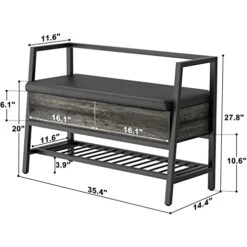 Homieasy Storage Shoe Bench With Padded Seat, Entryway Bench With Lift Top Storage Box, Industrial Shoe Rack Bench PU Leather Cushion Holds Up To 250 LB For Entryway Bedroom Hallway, Black Oak 10 Homieasy Storage Shoe Bench With Padded Seat, Entryway Bench With Lift Top Storage Box, Industrial Shoe Rack Bench PU Leather Cushion Holds Up To 250 LB For Entryway Bedroom Hallway, Black Oak -Safavieh Furniture 41jHYKC1ejL