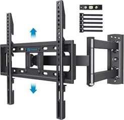 Pipishell Full Motion TV Wall Mount For Most 26-60 Inch Flat & Curved TVs Up To 77 Lbs, Single Articulating Arm, Adjustable Bracket Height, Extension, Max VESA 400x400mm, PIMF9