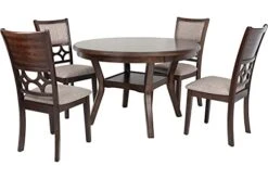 New Classic Furniture Mitchell 5-Piece Dining Set With 1 Table And 4 Chairs, Brown Cherry