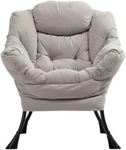 AcozyHom Modern Large Cotton Fabric Lazy Chair,Accent Contemporary Lounge Chair, Single Steel Frame Leisure Sofa Chair With Armrests And A Side Pocket, Smoky Grey 22 AcozyHom Modern Large Cotton Fabric Lazy Chair,Accent Contemporary Lounge Chair, Single Steel Frame Leisure Sofa Chair With Armrests And A Side Pocket, Smoky Grey -Safavieh Furniture 41jK9yDcwwL. AC