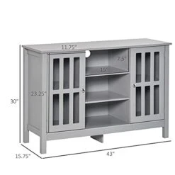 HOMCOM Sideboard, Buffet Cabinet, Coffee Bar Cabinet, Kitchen Cabinet With Storage Shelves, Slatted Framed Doors And Cable Management For Living Room, Gray 10 HOMCOM Sideboard, Buffet Cabinet, Coffee Bar Cabinet, Kitchen Cabinet With Storage Shelves, Slatted Framed Doors And Cable Management For Living Room, Gray -Safavieh Furniture 41jS3LkoOsL