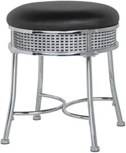 Furniture Glam Backless Diamond Band Vanity Stool, Chrome -Safavieh Furniture 41jZbmXjyiL. AC