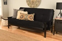 Kodiak Furniture Monterey Futon Set, No Drawers, With Black Base And Suede Black Mattress