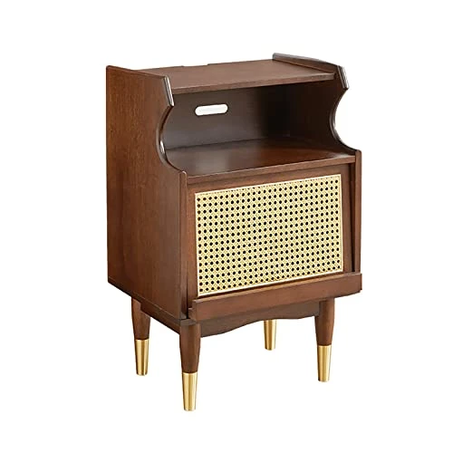 GPAIHOMRY Solid Wood Bedside Cabinet Modern Storage Nightstand With Upturning Cabinet Door Structure, For Living Room, Sofa Side, Bedroom Furniture (Color : Rattan Door Bedside Table) 1 GPAIHOMRY Solid Wood Bedside Cabinet Modern Storage Nightstand With Upturning Cabinet Door Structure, For Living Room, Sofa Side, Bedroom Furniture (Color : Rattan Door Bedside Table)