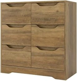URKNO Modern 6 Drawer Dresser, Double Chest Of Drawers With Storage, 3+3 Clothing Organizer With Cut-Out Handle, Dresser Chest, Wood Storage Cabinet For Living Room, Bedroom, Hallway, Dark Brown -Safavieh Furniture 41k2XFQYKCL. AC