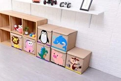 Hunjay Foldable Animal Toy Box With Lid Washable Kids Storage Box Toy Bin/Cheset/Organizer Cloth Book Storage Basket For Shelves,Nursery,Playroom -Safavieh Furniture 41k6mRG8gXL