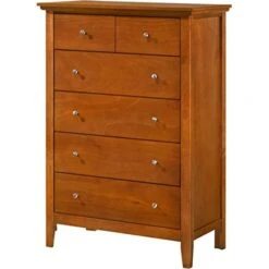 Home Square 2-Piece Set With 3-Drawer Nightstand & 5-Drawer Chest In Oak