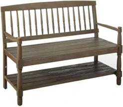 Christopher Knight Home Eddie Indoor Farmhouse Acacia Wood Bench With Shelf, Gray And Black Finish -Safavieh Furniture 41kMuSclHtL. AC