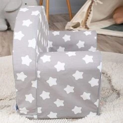 Delsit Toddler Chair & Kids Armchair - European Made Kid Sized Frameless Foam Chair With Removable Cover - Perfect Reading Chairs For Toddlers - Lightweight Playroom Decor (Gray With Stars) -Safavieh Furniture 41kSjfVXa2L