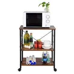 Simperfor Kitchen Baker's Rack - Microwave Oven Stand Storage - Coffee Station /Kitchen Shelf With Wire Basket Utility Storage Shelf For Spices, Pots, And Pans / 3-Tier -Safavieh Furniture 41khv3bdaWS