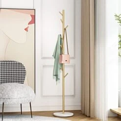 DOORXIFO Gold Coat Racks, Metal Coat Rack Freestanding With Hooks, Entryway Coat Rack Stand, Coat Racks With Marble Base, Coat Tree For Hanging Clothes, Hats, Bags -Safavieh Furniture 41kiFIFLGmL. AC