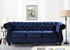 Container Furniture Direct Feinstein Modern Velvet Chesterfield Couches For Living Room With Nailheads, Diamond Tufting & Durable Metal Frame, Loveseat, Sofa, Dark Blue 17 Container Furniture Direct Feinstein Modern Velvet Chesterfield Couches For Living Room With Nailheads, Diamond Tufting & Durable Metal Frame, Loveseat, Sofa, Dark Blue -Safavieh Furniture 41kiyBvml3L