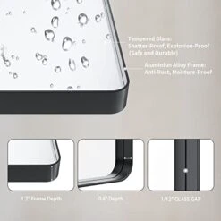 LOAAO Black Metal Framed Bathroom Mirror For Wall, 22X30 Inch Rounded Rectangle Mirror, Matte Black Bathroom Vanity Mirror Farmhouse, Anti-Rust, Tempered Glass, Hangs Horizontally Or Vertically -Safavieh Furniture 41kktGARteL