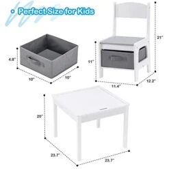 Wooden Kids Activity Table And Chair Set, 4-in-1 Building Blocks-Compatible Desk With Storage For Children And Toddler Drawing Reading Arts Crafts - Colorful -Safavieh Furniture 41kngzlZLvL