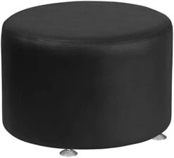 Flash Furniture HERCULES Alon Series Black LeatherSoft 24" Diameter Round Ottoman With Brushed Stainless Steel Base -Safavieh Furniture 41kq00q364L. AC