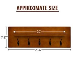 WELLAND Set Of 2 Wall Mounted Coat Rack Shelf,24" Solid Wood Coat Hooks With Storage Shelf For Entryway, Bathroom, Living Room, Bedroom (Walnut) -Safavieh Furniture 41ktBPkZeYL