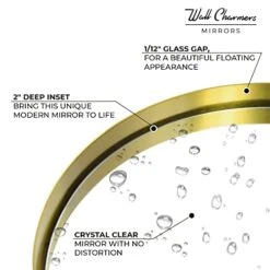 Wallcharmers 20” Round Gold Bathroom Mirror | Large Wall Mounted Decorative Vanity Mirror -Safavieh Furniture 41kyuZSvzyL