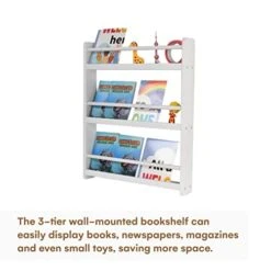 CHILDLIKE BEHAVIOR Bookshelf Organizer For Kids - White Bookshelf For Bedroom - 3 Tier Organizer - Single Sided Book Display - Nursery Book Shelves For Kids - Bookcase Rack For Bedroom -Safavieh Furniture 41l1H0MtT3L