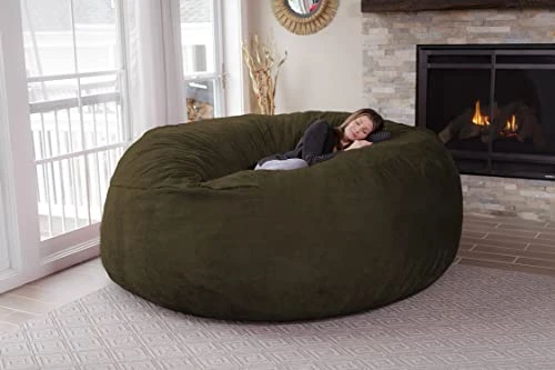 Chill Sack Bean Bag Chair: Giant 8' Memory Foam Furniture Bean Bag - Big Sofa With Soft Micro Fiber Cover - Olive 3 Chill Sack Bean Bag Chair: Giant 8' Memory Foam Furniture Bean Bag - Big Sofa With Soft Micro Fiber Cover - Olive - Image 3