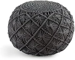 Pouf Ottoman - Hand Knitted Macrame Ottoman Pouf, Large Pouf Ottoman Foot Rest For Couch, 100% Cotton Cord, Poufs For Living Room, Floor Pouf Ottoman - 20 Diameter X 14 Height - Pure Natural -Safavieh Furniture 41l7014QhlL. AC