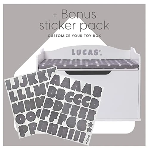 Milliard Wooden Toy Box And Storage Chest With Seating Bench - For Kids And Babies – Girls And Boys - White - Large 4 Milliard Wooden Toy Box And Storage Chest With Seating Bench - For Kids And Babies – Girls And Boys - White - Large - Image 4