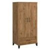 Bush Furniture Somerset Tall Kitchen Pantry Cabinet With Doors And Drawer In Fresh Walnut