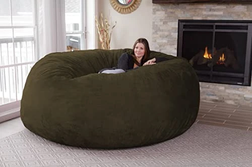 Chill Sack Bean Bag Chair: Giant 8' Memory Foam Furniture Bean Bag - Big Sofa With Soft Micro Fiber Cover - Olive 2 Chill Sack Bean Bag Chair: Giant 8' Memory Foam Furniture Bean Bag - Big Sofa With Soft Micro Fiber Cover - Olive - Image 2