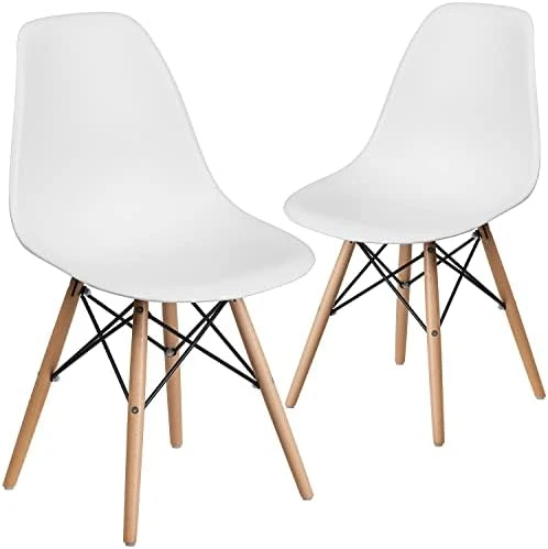 Flash Furniture Elon Series White Plastic Chair With Wooden Legs 5 Flash Furniture Elon Series White Plastic Chair With Wooden Legs - Image 5