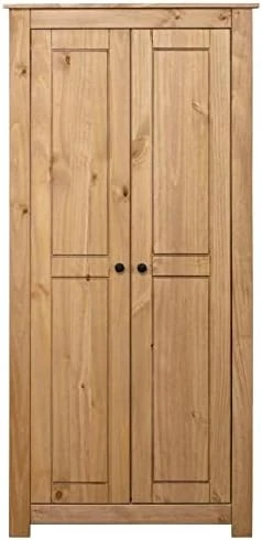 Haillusty Spacious Solid Pine Wardrobe From Panama Range - Minimalistic Design With 2 Doors And 3 Shelves For Clothes Shoes And Accessories - Natural Wood Finish 8 Haillusty Spacious Solid Pine Wardrobe From Panama Range - Minimalistic Design With 2 Doors And 3 Shelves For Clothes Shoes And Accessories - Natural Wood Finish - Image 8