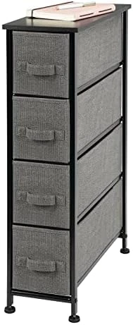 Narrow Dresser Storage Tower Stand With 4 Removable Fabric Drawers - Steel Frame, Wood Top Organizer For Bedroom, Entryway, Closet - Lido Collection - Gray 5 Narrow Dresser Storage Tower Stand With 4 Removable Fabric Drawers - Steel Frame, Wood Top Organizer For Bedroom, Entryway, Closet - Lido Collection - Gray - Image 5