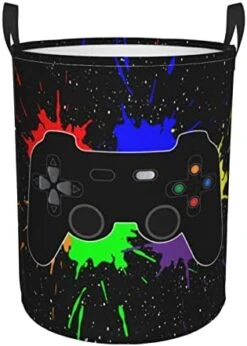 Gbuzozie 38l Round Laundry Hamper Game Joystick Storage Basket Waterproof Coating Organizer Bin For Nursery Clothes Toys -Safavieh Furniture 41m90WOmuJL. AC 1