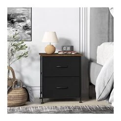 FURUIWUFENG Nightstand Nightstand Small Dresser With Removable Fabric Box, Living Room Small Coffee Table For Bedroom Nightstand With 2 Drawers End Table -Safavieh Furniture 41m9KUVxglL