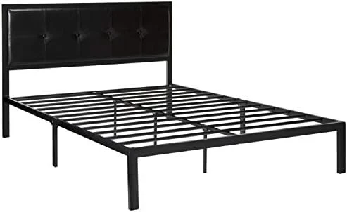 Cherie Faux Leather Classic Platform Bed Frame With Steel Support Slats, Queen 5 Cherie Faux Leather Classic Platform Bed Frame With Steel Support Slats, Queen - Image 5