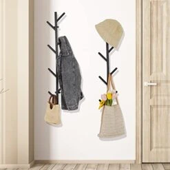 FANTAKI Coat Rack Wall Mount Set Of 2, Coat Hanger, Floating Coat Rack For Jackets/Bags/Scarves, Coat Tree For Entryway/Home/Office/Hallway/Bathroom, Metal Vertical Hat Rack For Wall, Black
