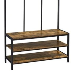 SAZAK Industrial Hall Tree With 2 Storage Shelves, Rustic Brown 13 SAZAK Industrial Hall Tree With 2 Storage Shelves, Rustic Brown -Safavieh Furniture 41mGqOhLg7L