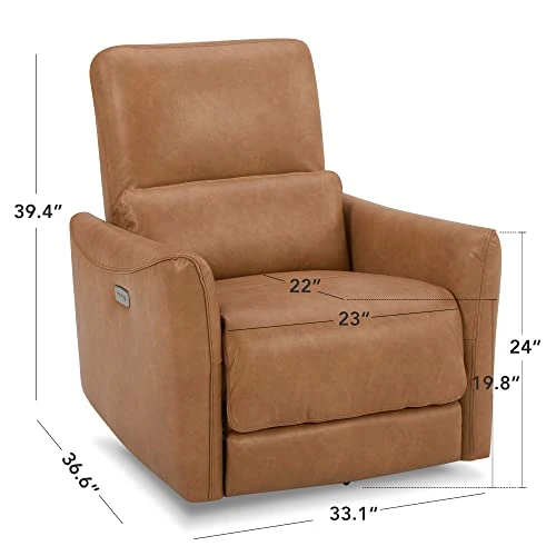 CHITA Power Recliner Swivel Glider, Upholstered Faux Leather Living Room Reclining Sofa Chair With Lumbar Support, Cognac Brown 4 CHITA Power Recliner Swivel Glider, Upholstered Faux Leather Living Room Reclining Sofa Chair With Lumbar Support, Cognac Brown - Image 4