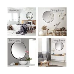 Mirrorize 34" Extra Large Metal Round Mirror For Living Room Wall Decor, Decorative Circle Mirror, Farmhouse Bathroom Vanity Mirror, Large Circular Mirror For Entryway -Safavieh Furniture 41mHyWrPmqL