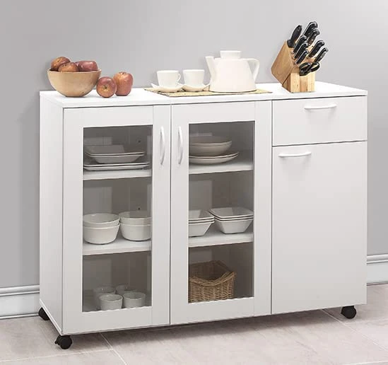 Kings Brand Furniture Buffet Server Sideboard Kitchen Storage Cabinet, White, 45.5" W X 15" D X 33" H 1 Kings Brand Furniture Buffet Server Sideboard Kitchen Storage Cabinet, White, 45.5" W X 15" D X 33" H