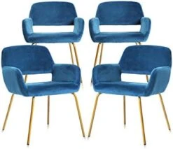 Novigo Accent Chair Living Room Chair With Solid Golden Metal Leg And Velvet Armrest Backrest Mid-Century Modern Chair For Waiting Room Bedroom Conference Set Of 2 Teal Blue -Safavieh Furniture 41mO7NqeTL. AC