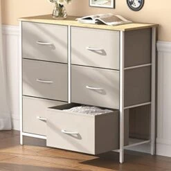 Lifewit Small Dresser For Bedroom, 3 Drawer Nightstand With Removable Fabric Bins, Storage Chest Of Drawers For Closet Bedside Nursery Laundry Living Room, Sturdy Steel Frame&Wood Tope, Dark Grey -Safavieh Furniture 41mOFybyL. AC