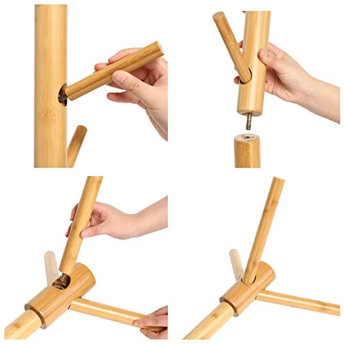 C&AHOME Bamboo Coat Rack Stand With 8 Hooks, Wooden Coat Tree Adjustable Sizes, Entryway Hall Tree Free Standing Coat Hanger Stand For Hat, Bag, Clothes, Jacket, Natural 5 C&AHOME Bamboo Coat Rack Stand With 8 Hooks, Wooden Coat Tree Adjustable Sizes, Entryway Hall Tree Free Standing Coat Hanger Stand For Hat, Bag, Clothes, Jacket, Natural - Image 5