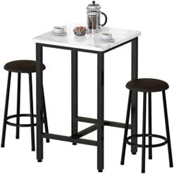 DKLGG 3-Piece Bar Table Set, 24" Square Counter Height Pub Table Dining Table Set With PU Leather Stools, Small Kitchen Table Bar Table And Chairs Set For Living Room, Kitchen, Small Space -Safavieh Furniture 41mPW45GLL. AC