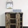Sliding Barn Door Wall Storage Cabinet Freestanding Console Cabinet Buffet Modern Farmhouse Sideboard Organizer Distressed Furniture Wood Fully Assembled Shabby Chic 29.1 X 12.4 X 31.9 Inches (Brown)